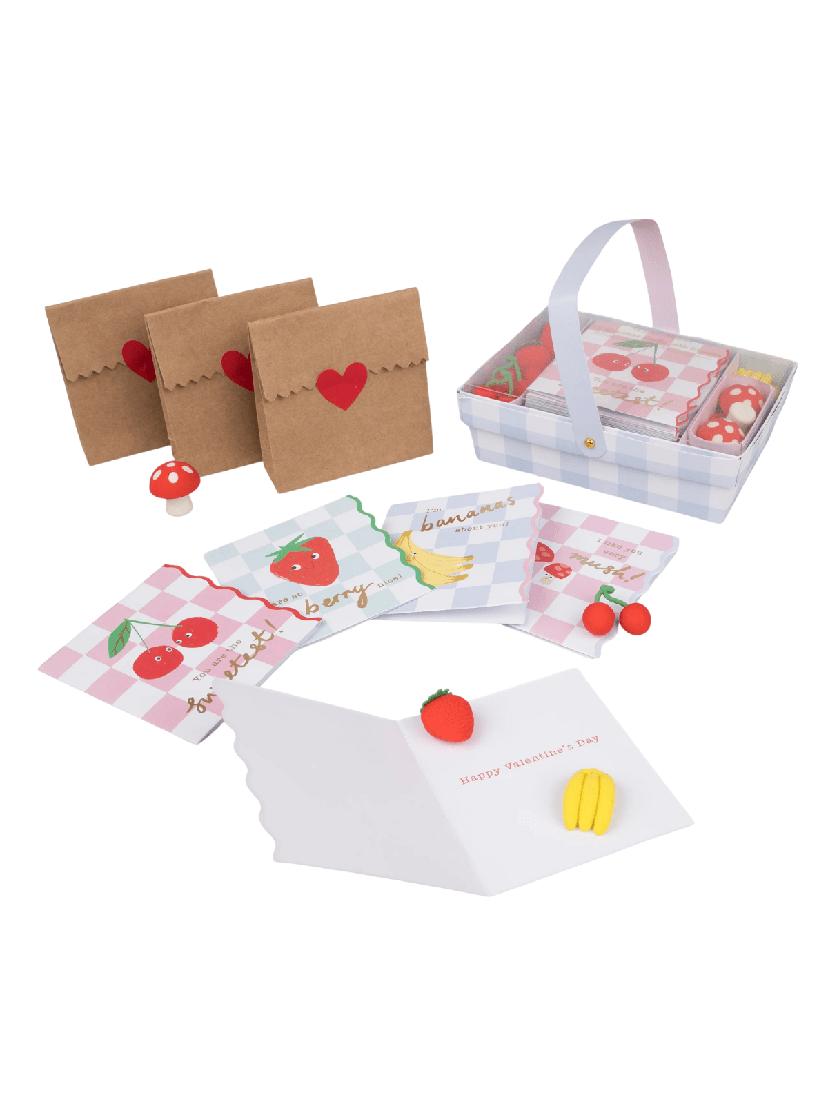 Meri Meri Fruit Basket Valentines Cards 12Pk Meri Meri