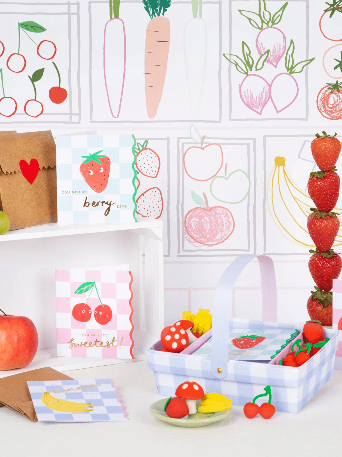 Meri Meri Fruit Basket Valentines Cards 12Pk Meri Meri