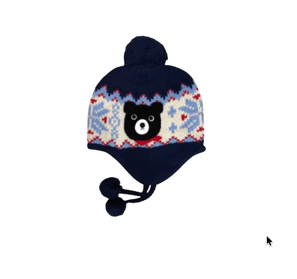 Miki House Double B Nordic Knit Hood Hat – Navy Bear MIKI HOUSE
