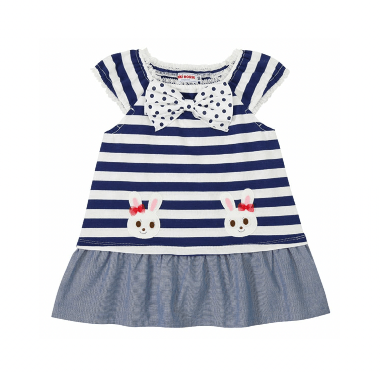 MIKI HOUSE Usako Ribbon Border Dress MIKI HOUSE