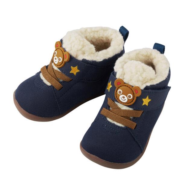 MIKIHOUSE Fleece - Lined Baby Boots Brown Bear | Warm Winter First Shoes MIKI HOUSE