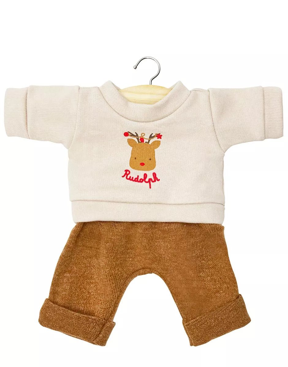 Minikane Babies Ensemble “Rudolph” – Sweatshirt & Knit Pants Set (28cm) Minikane