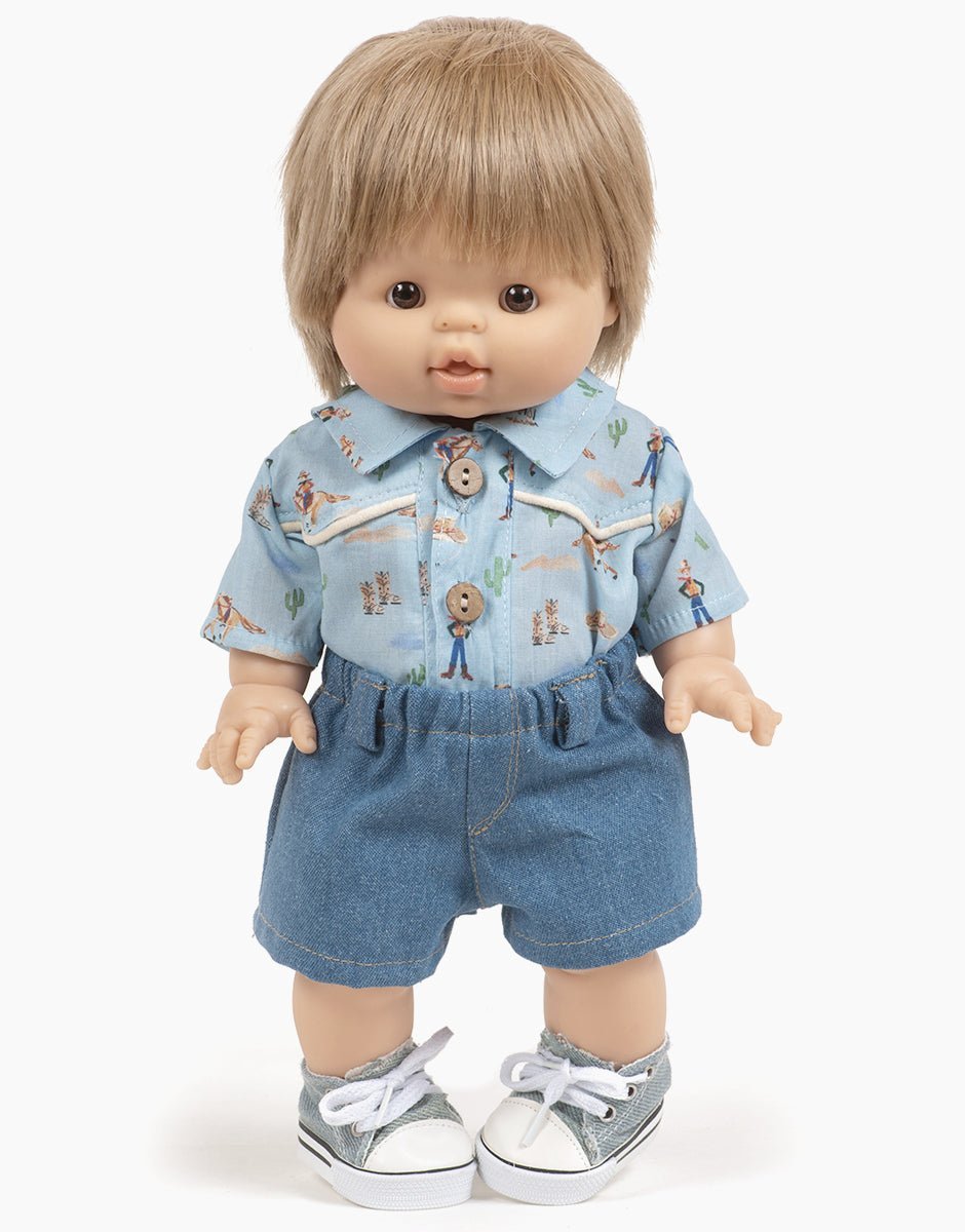 Minikane Ensemble chemise Western Grand Canyon et short en jean clair Minikane