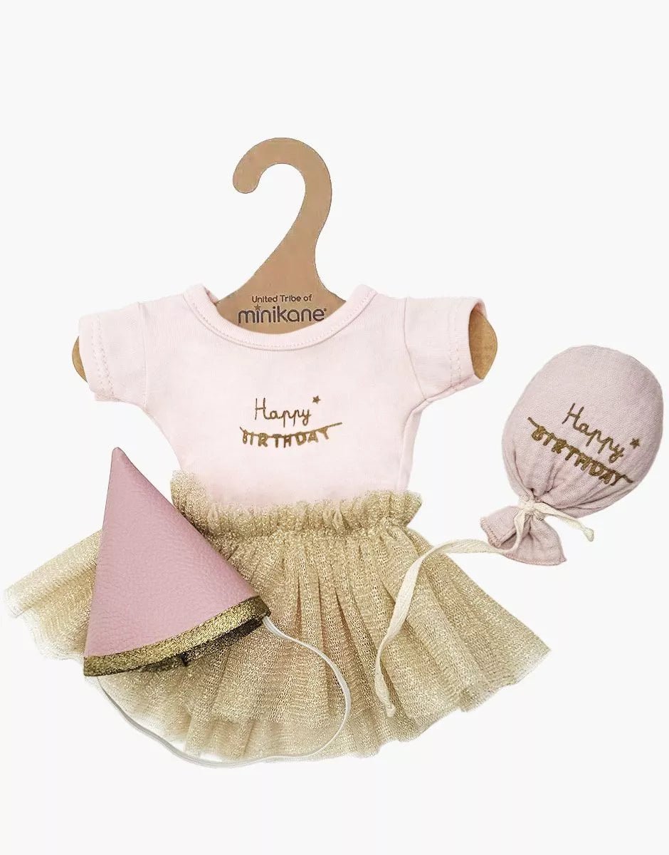 Minikane Les P’tits Déguis’ Happy Birthday Doll Outfit – Petal Pink | 34 & 37cm Minikane