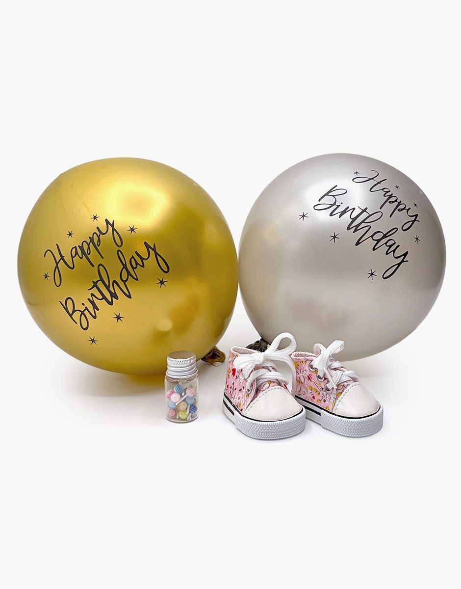 Minikane Mini Panchas birthday accessory set with pink floral Komvers shoes