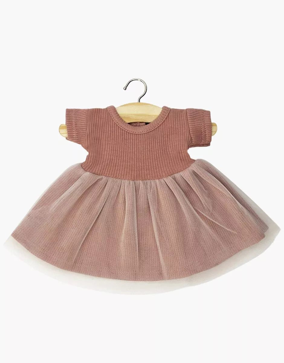 Minikane Rosana Short - Sleeved Tutu Dress – Clay Pink | 34 & 37cm Doll Outfit Minikane