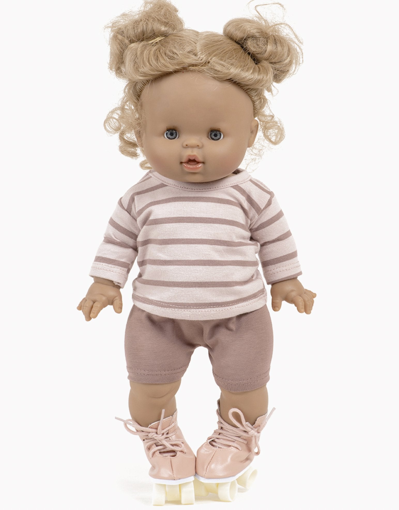 Minkane Pink sailor top and dark orchid pink jersey shorts set Minikane