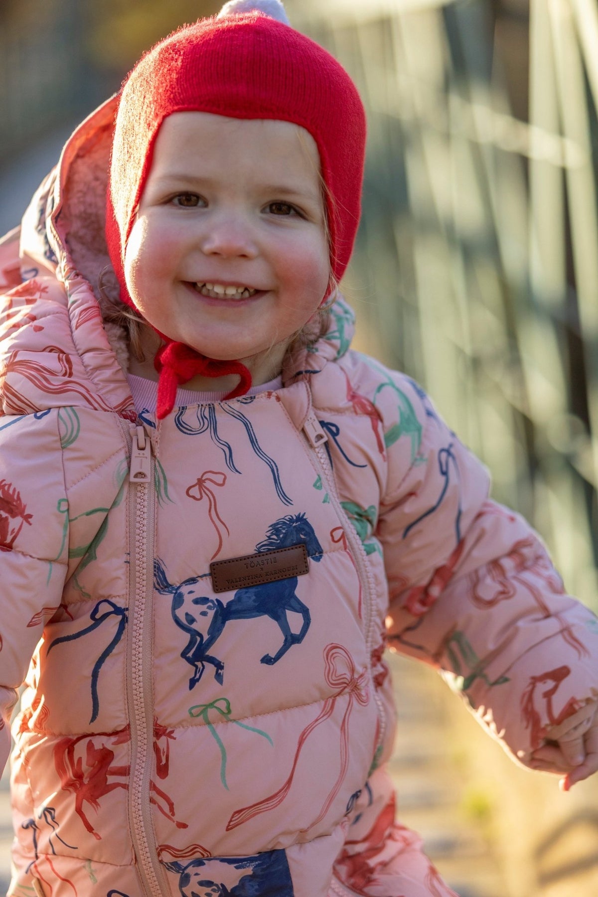 "My First Christmas" Cashmere Baby Bonnet, Festive Red with White Pom - Pom Rosie Sugden