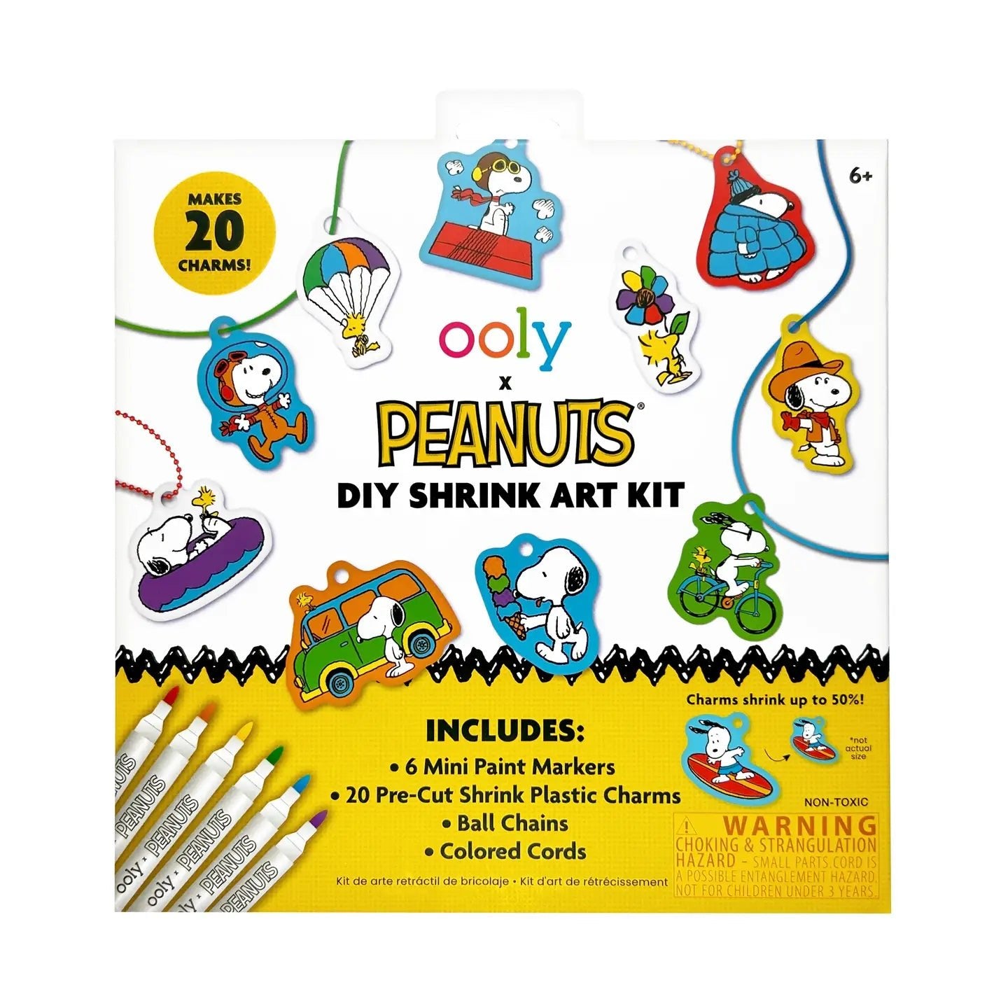 NEW OOLY X Peanuts: D.I.Y. Shrink Art Kit & 6 Mini Paint Markers OOLY