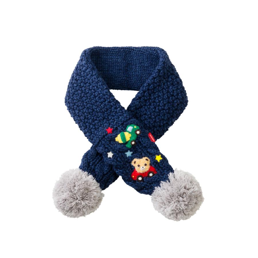 MIKI HOUSE Teddy Bear on car Knit Scarf