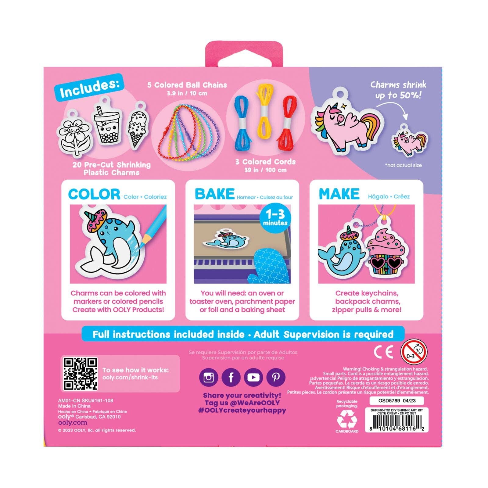 OOLY - Shrink - Its! D.I.Y. Shrink Art Kit - Cute Crew OOLY