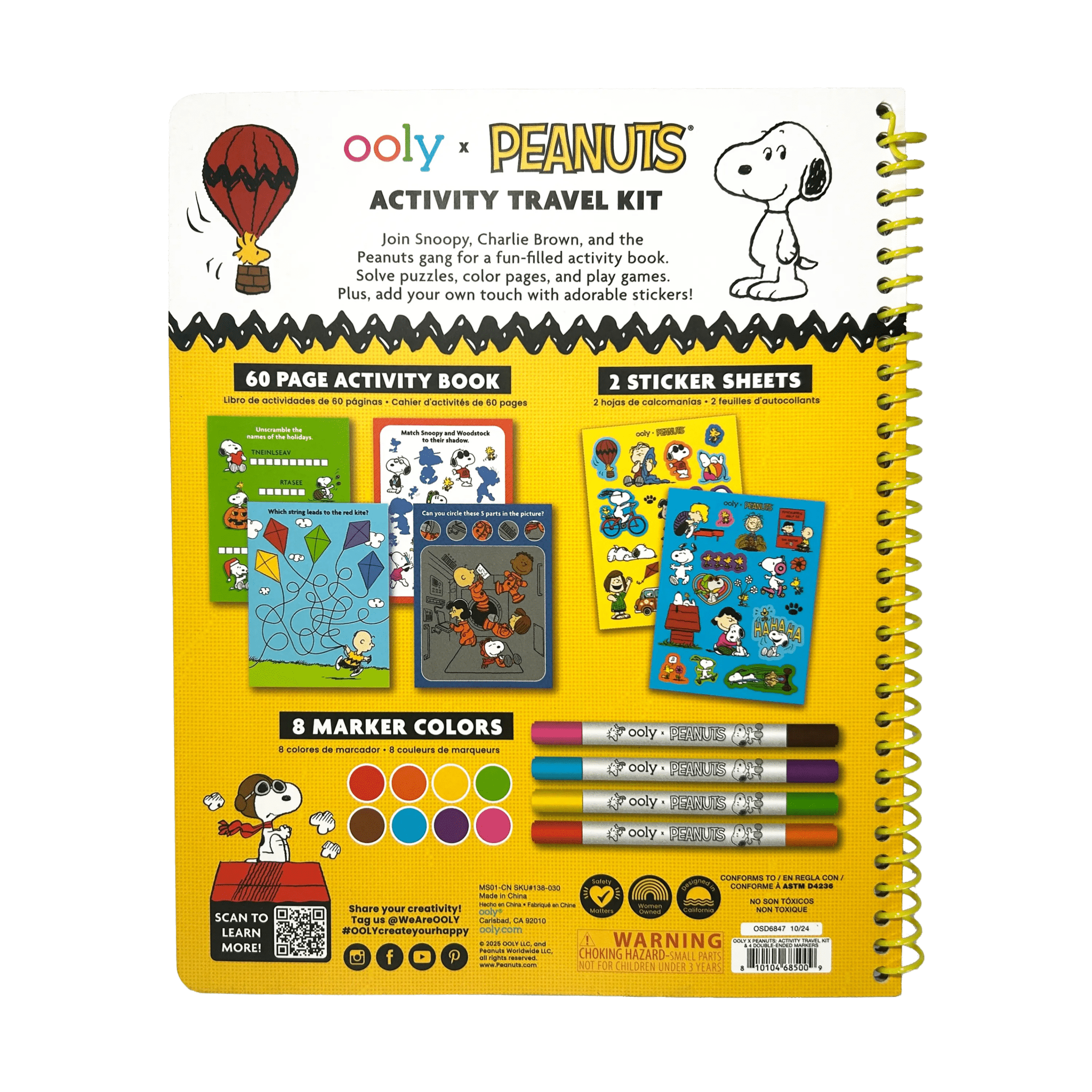 OOLY x Peanuts Activity Travel Kit & Double - Ended Markers OOLY