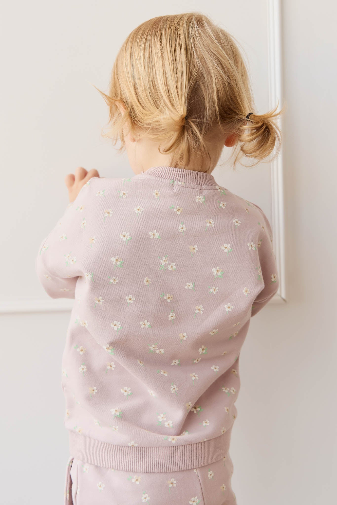 Organic Cotton Damien Sweatshirt - Simple Flowers Lilac Jamie Kay