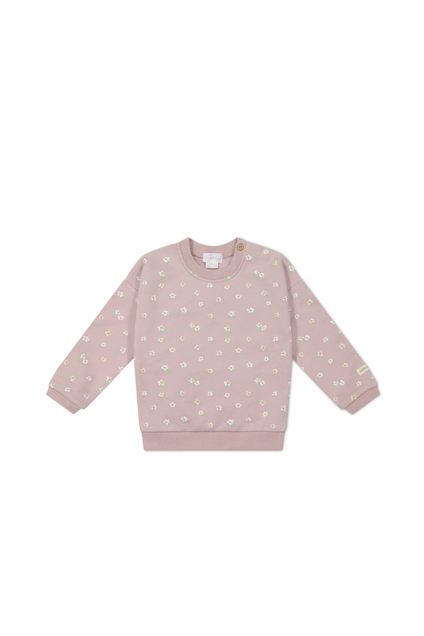 Organic Cotton Damien Sweatshirt - Simple Flowers Lilac Jamie Kay