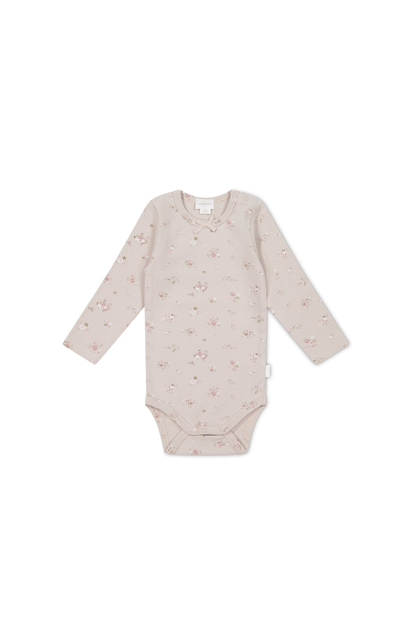 Organic Cotton Fine Rib Long Sleeve Bodysuit - Petite Fleur Violet Jamie Kay