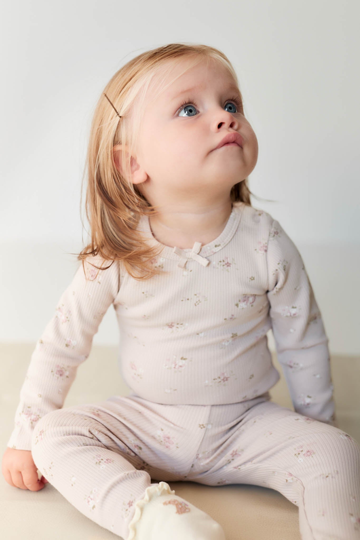 Organic Cotton Fine Rib Long Sleeve Bodysuit - Petite Fleur Violet Jamie Kay