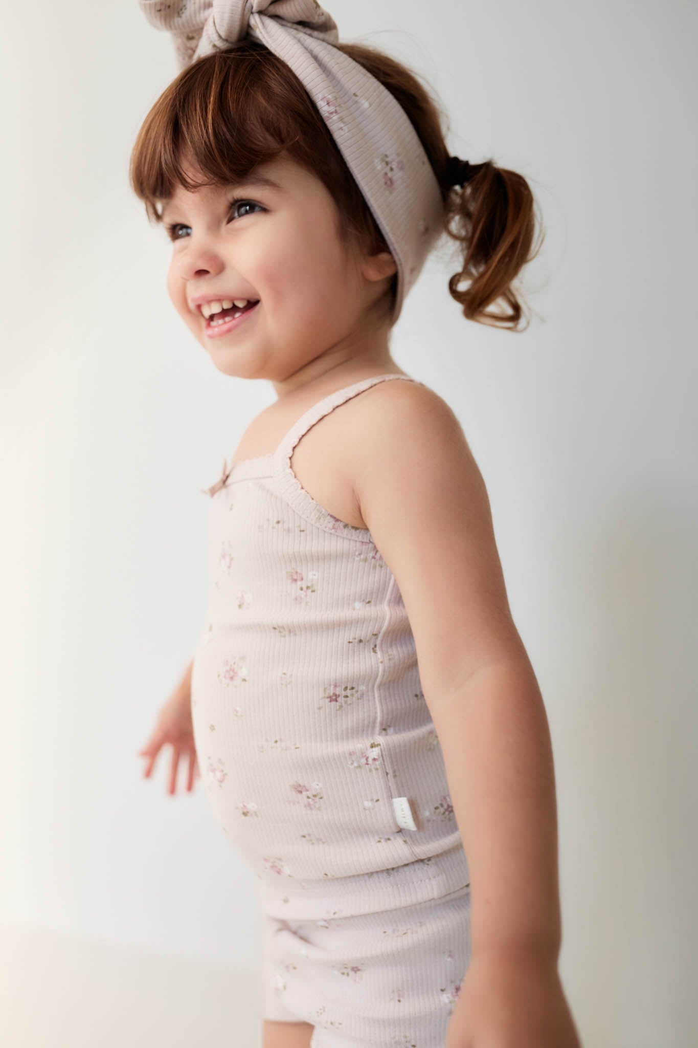 Organic Cotton Fine Rib Singlet - Petite Fleur Violet Jamie Kay