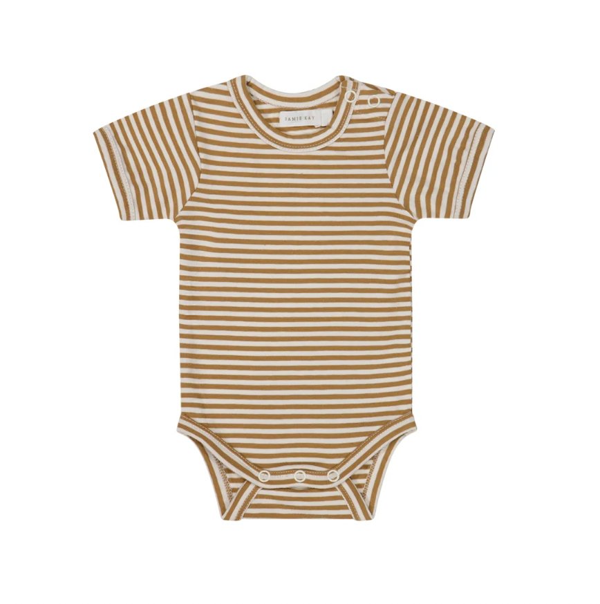 Organic Cotton Hudson Short Sleeve Bodysuit - Bistre Jamie Kay