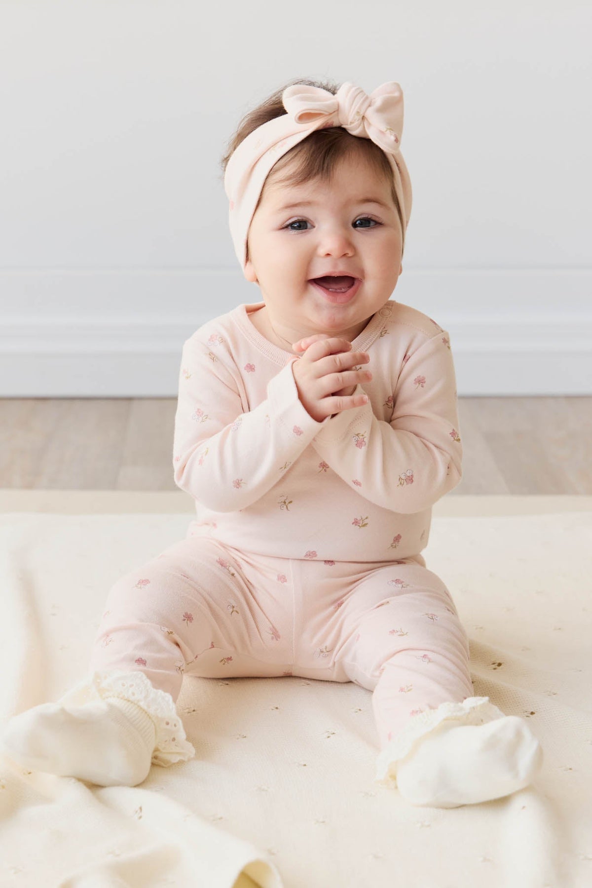 Organic Cotton Long Sleeve Bodysuit - Meredith Morganite Jamie Kay