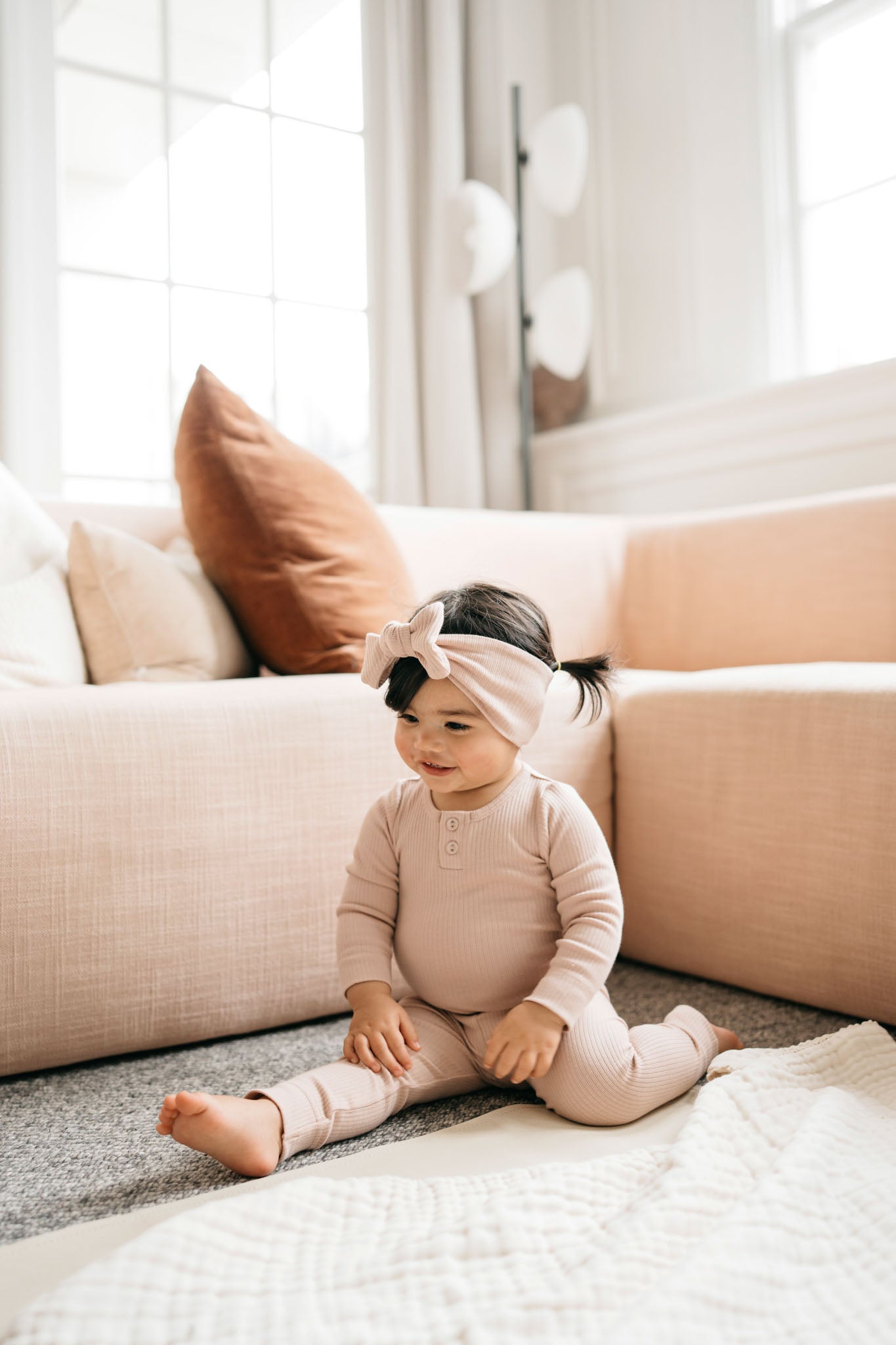 Organic Cotton Modal Long Sleeve Bodysuit - Dusky Rose Jamie Kay