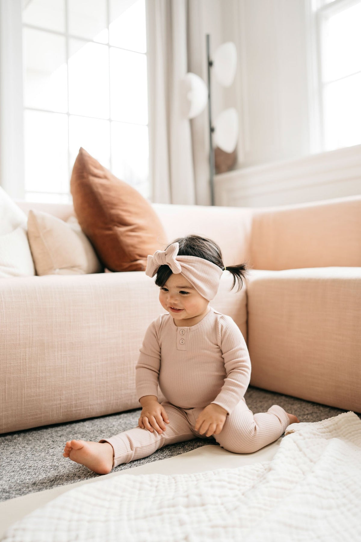 Organic Cotton Modal Long Sleeve Bodysuit - Dusky Rose Jamie Kay