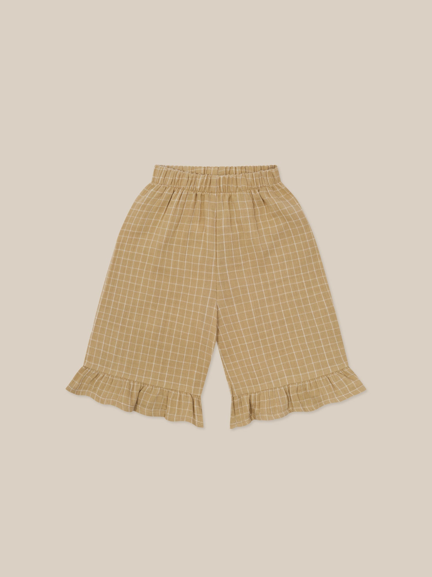 Organic Zoo Grid Check Wheat Frill Culottes Organic Zoo