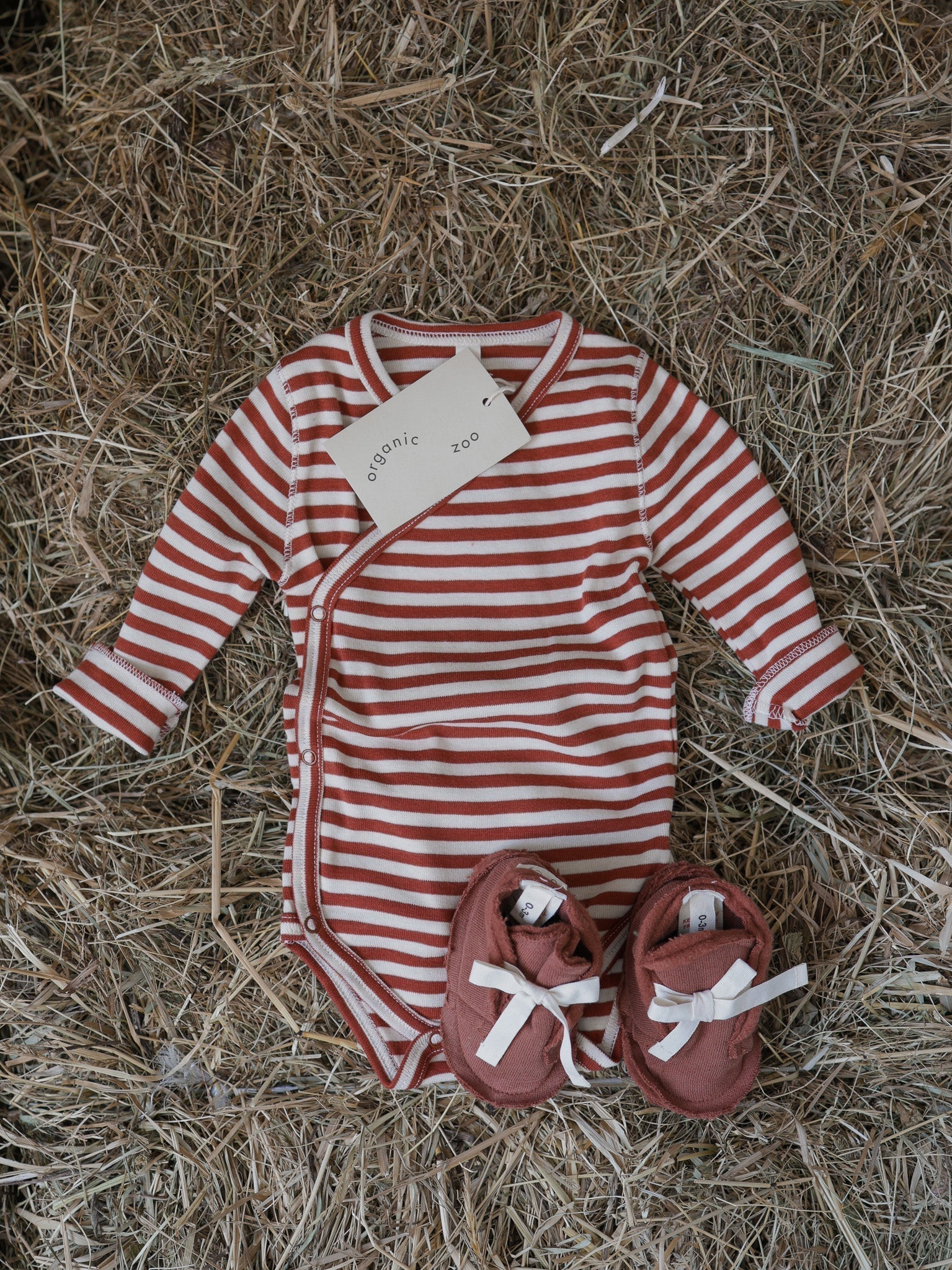 Organic Zoo Paprika Stripes Wrap Bodysuit Organic Zoo