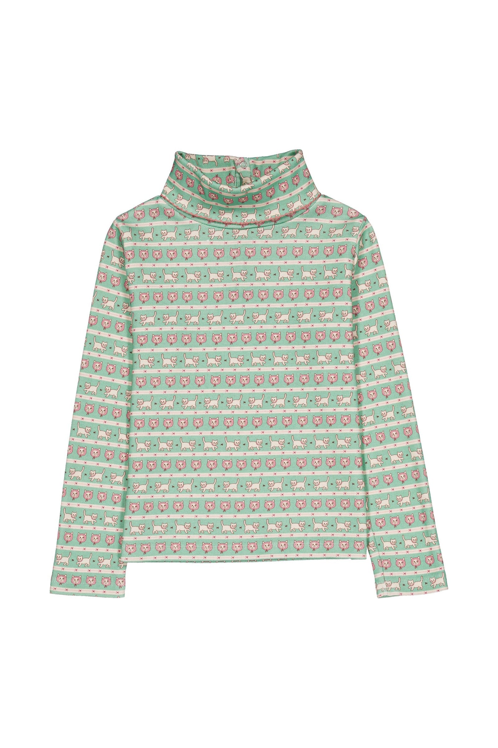 Hello Simone Twiggy Turtleneck Top in Kitty Aqua - front