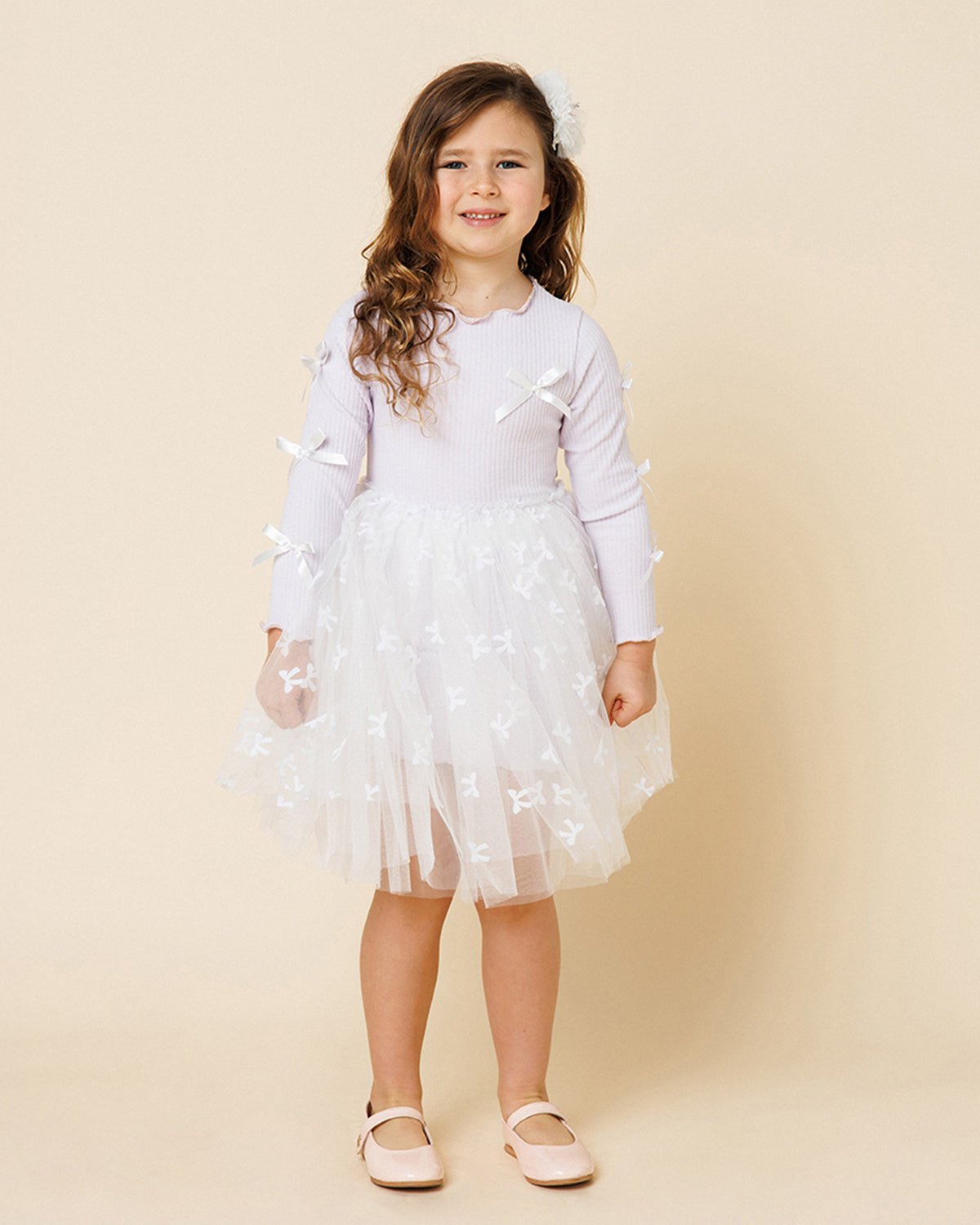 Petite Hailey Bow Ribbon Tutu Dress - Purple Petite Hailey