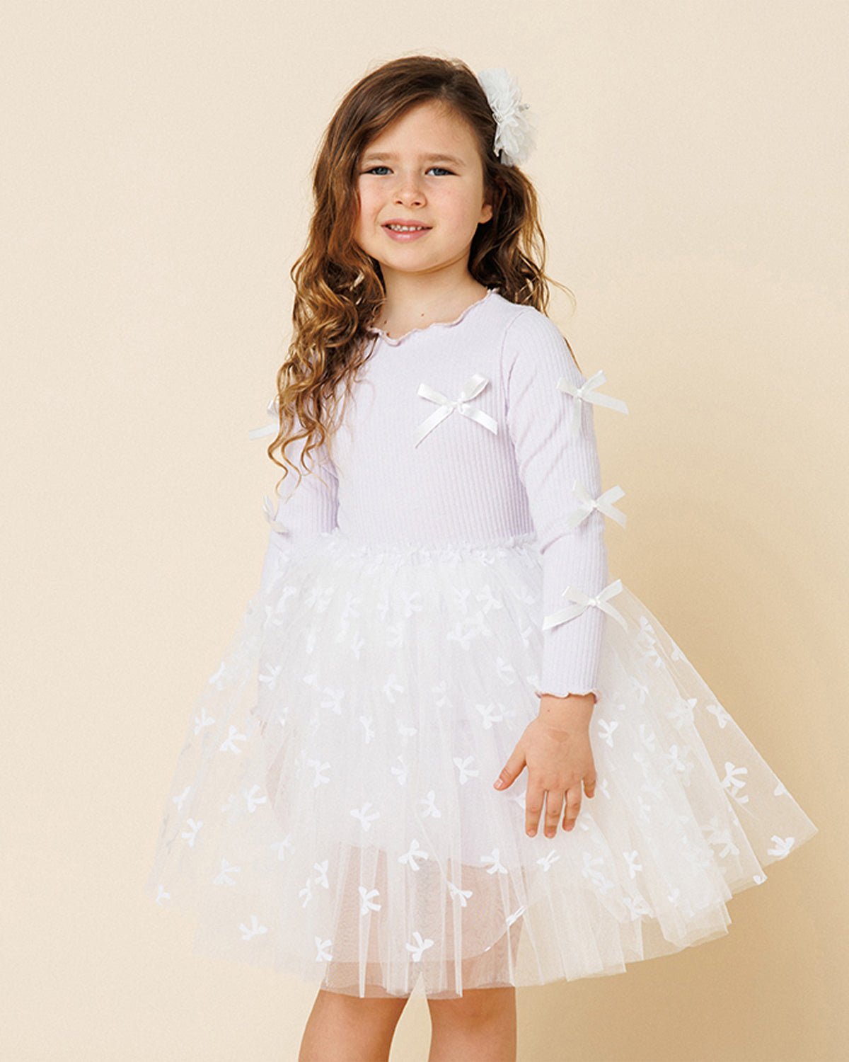 Petite Hailey Bow Ribbon Tutu Dress - Purple Petite Hailey