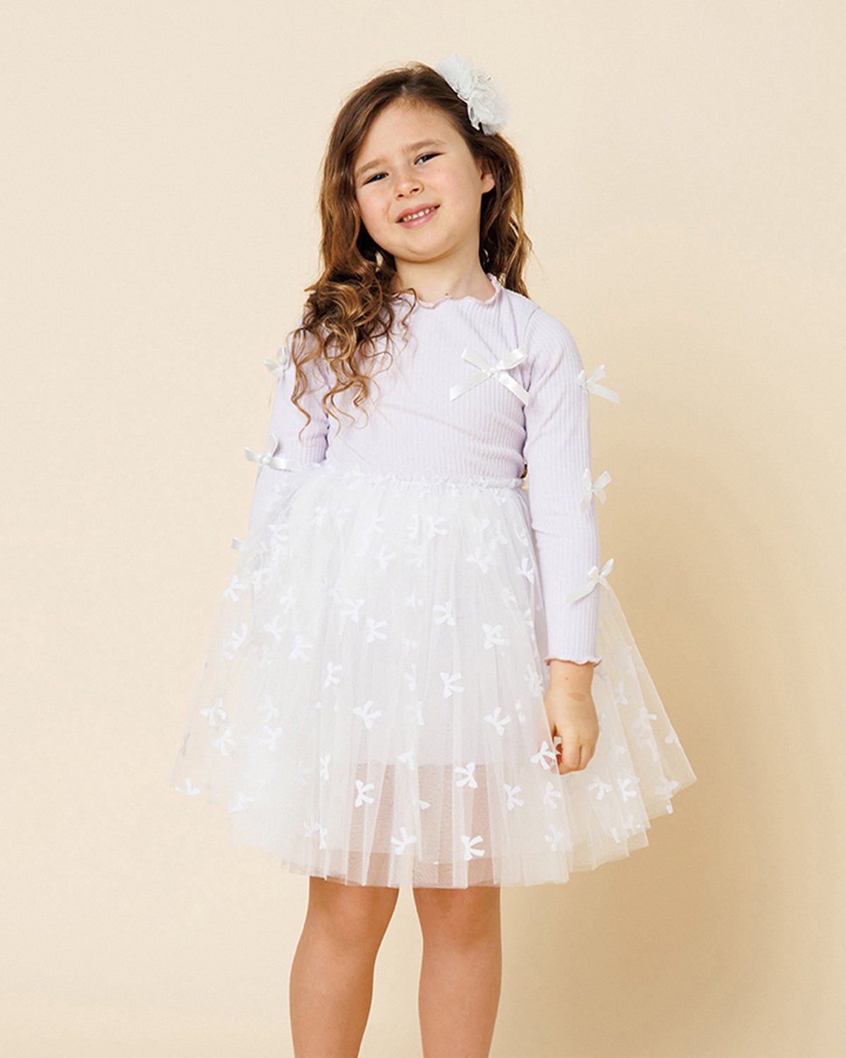 Petite Hailey Bow Ribbon Tutu Dress - Purple Petite Hailey