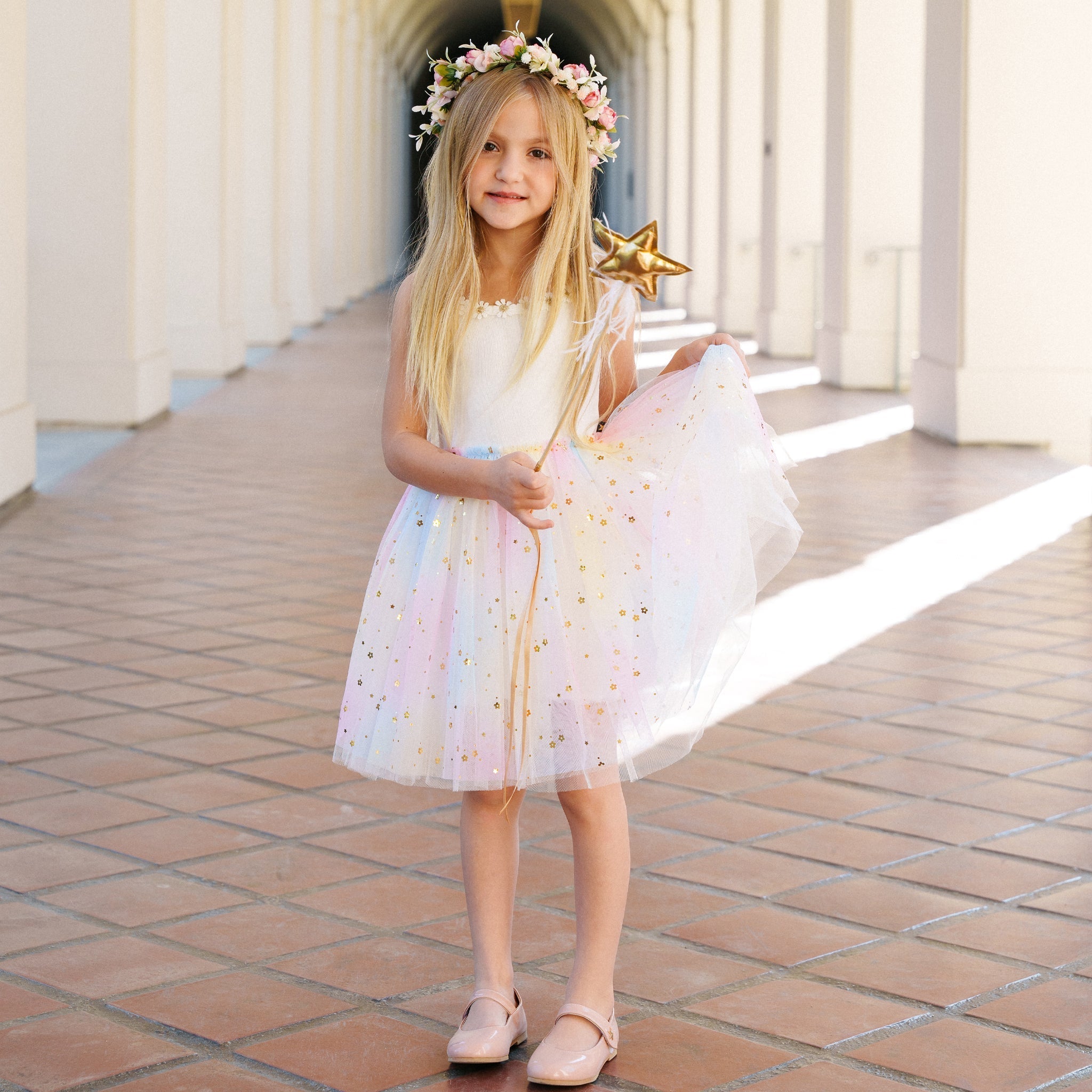 Petite Hailey Flower Lace Tutu Dress - White Petite Hailey