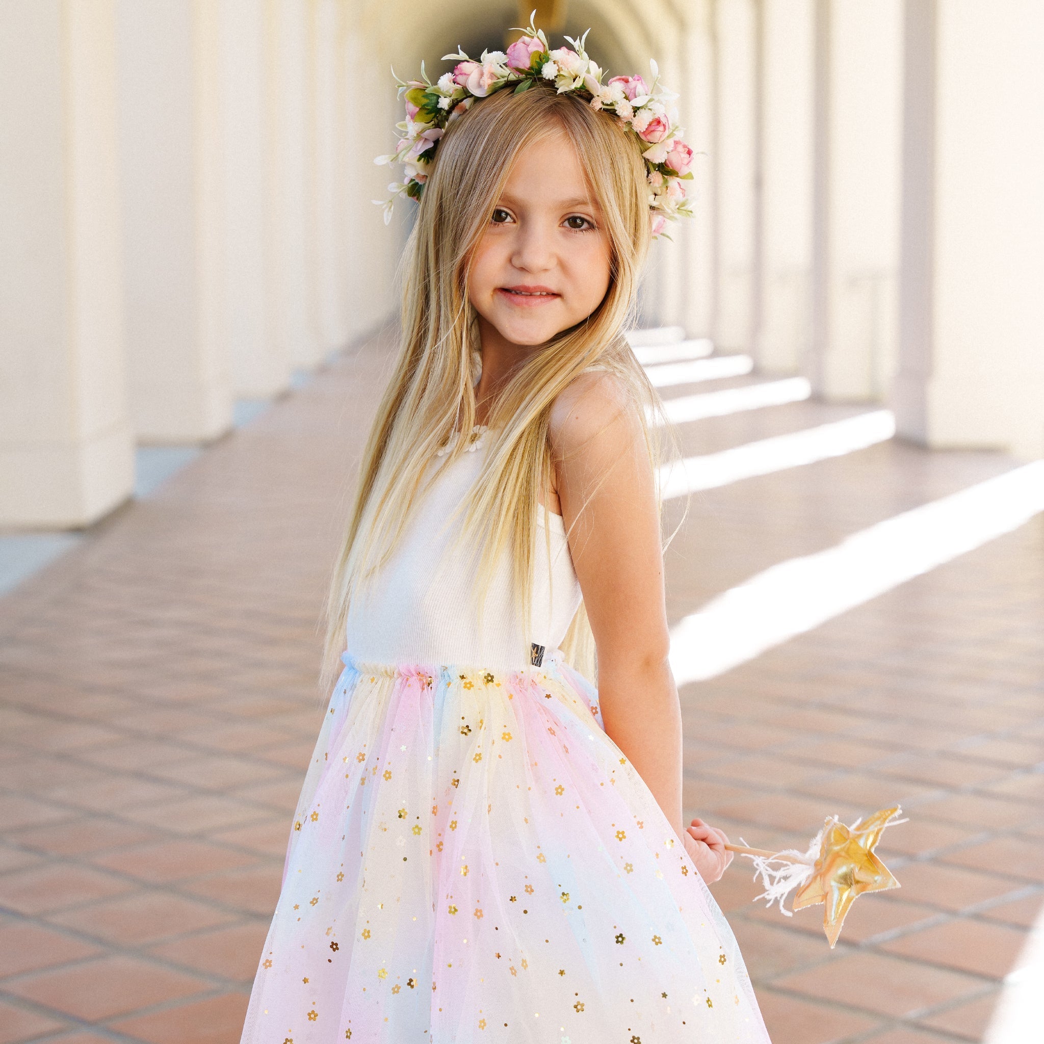 Petite Hailey Flower Lace Tutu Dress - White Petite Hailey