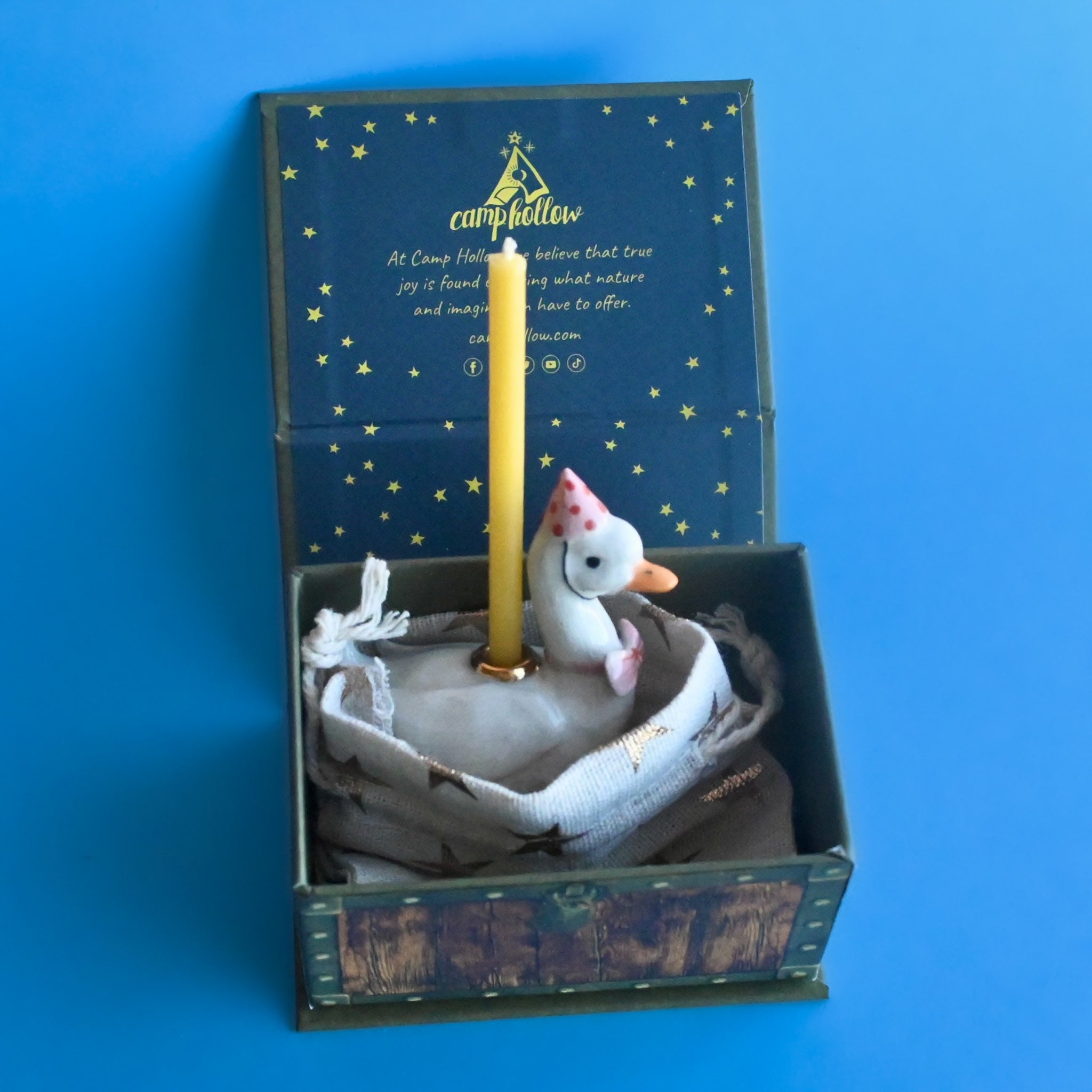 Camp Hollow Pink Goose Birthday Candle Holder | Porcelain Cake Topper