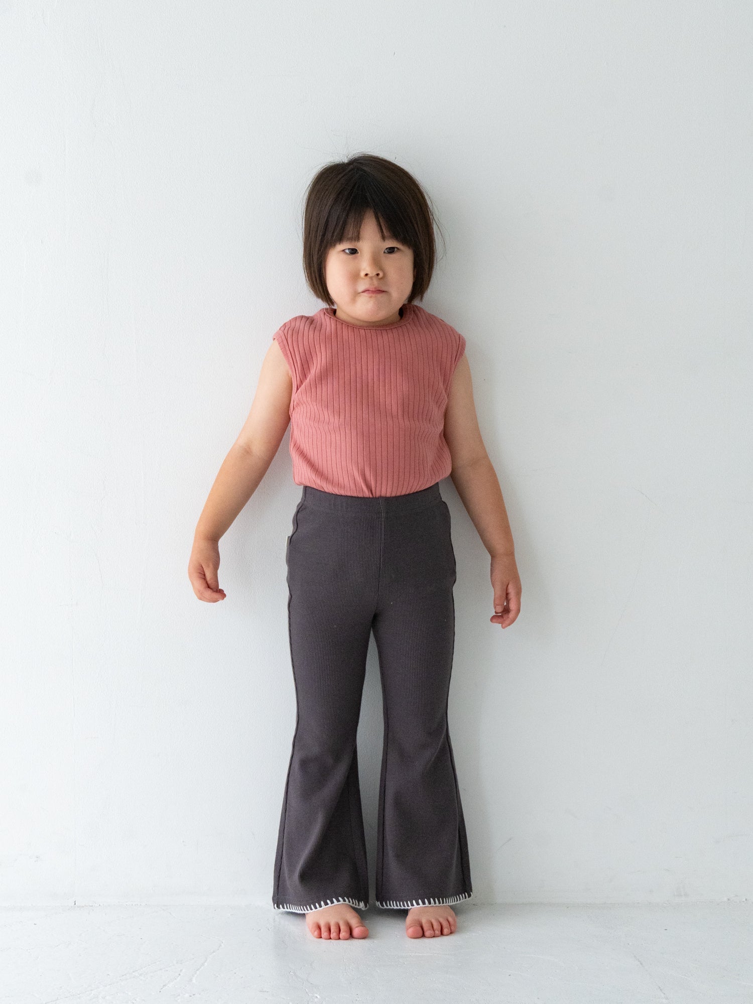 Pippi + Lotta Stitch Flare Pants - Charcoal | Soft Ribbed Flare Pants for Kids Pippi + Lotta