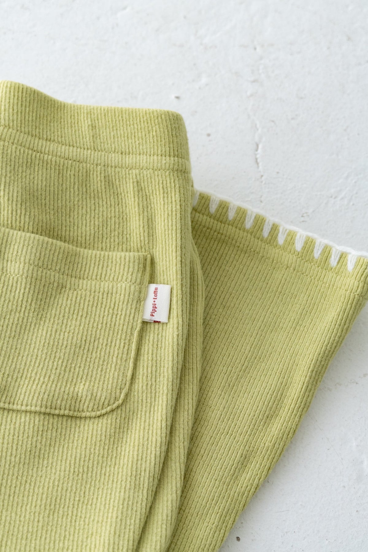 Pippi + Lotta Stitch Flare Pants - Olive | Soft Ribbed Flare Pants for Kids Pippi + Lotta