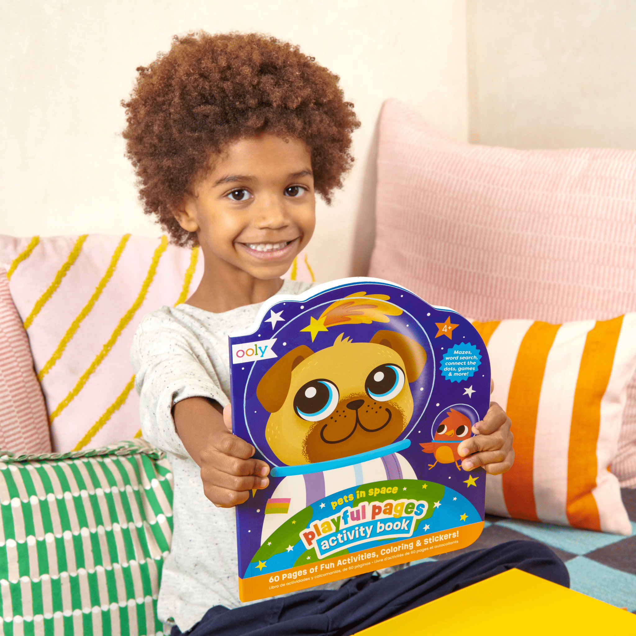 Playful Pages Activity Book - Games Coloring Stickers - Pets in Space OOLY