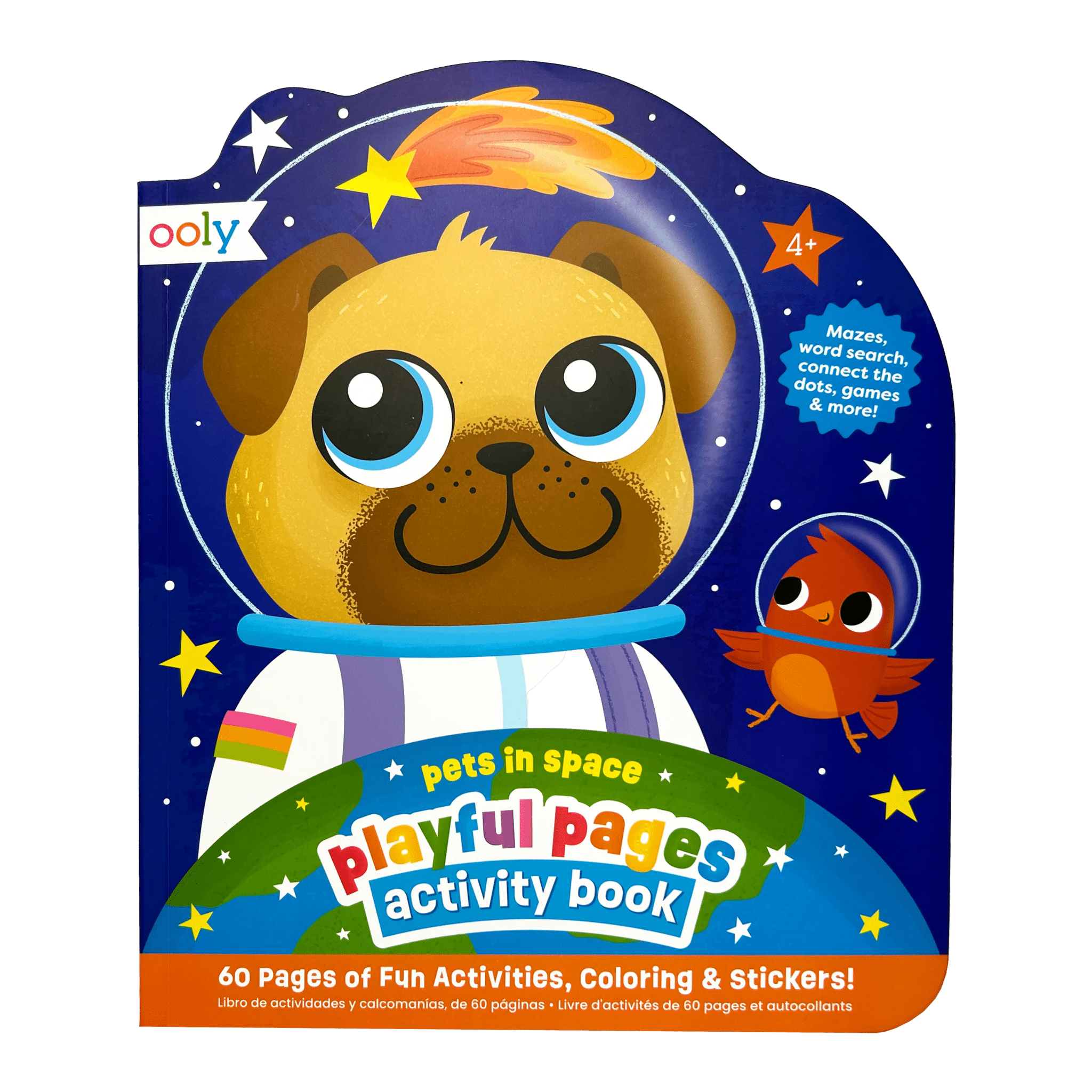 Playful Pages Activity Book - Games Coloring Stickers - Pets in Space OOLY