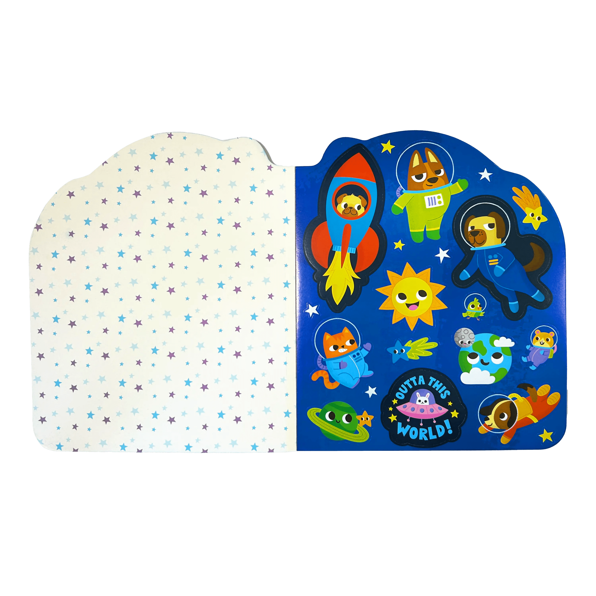 Playful Pages Activity Book - Games Coloring Stickers - Pets in Space OOLY