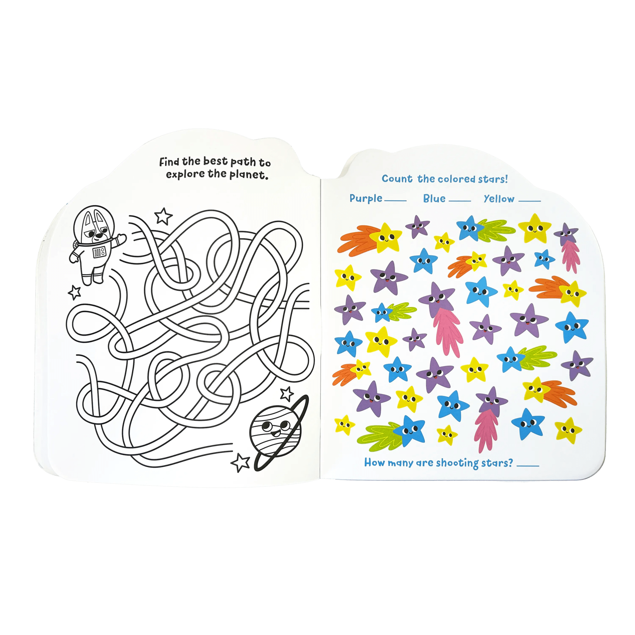 Playful Pages Activity Book - Games Coloring Stickers - Pets in Space OOLY