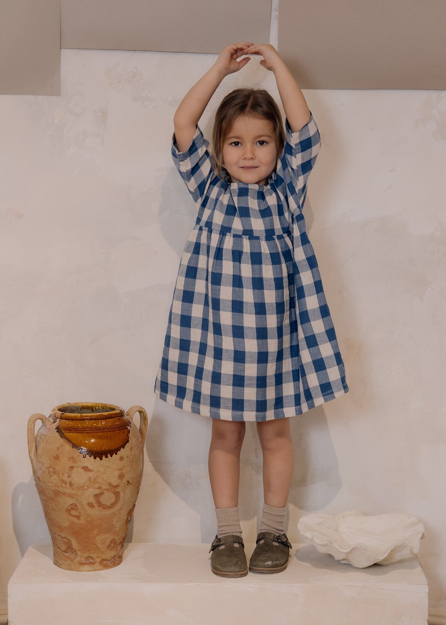 Organic Zoo Pottery Blue Gingham Bella Dress Organic Zoo