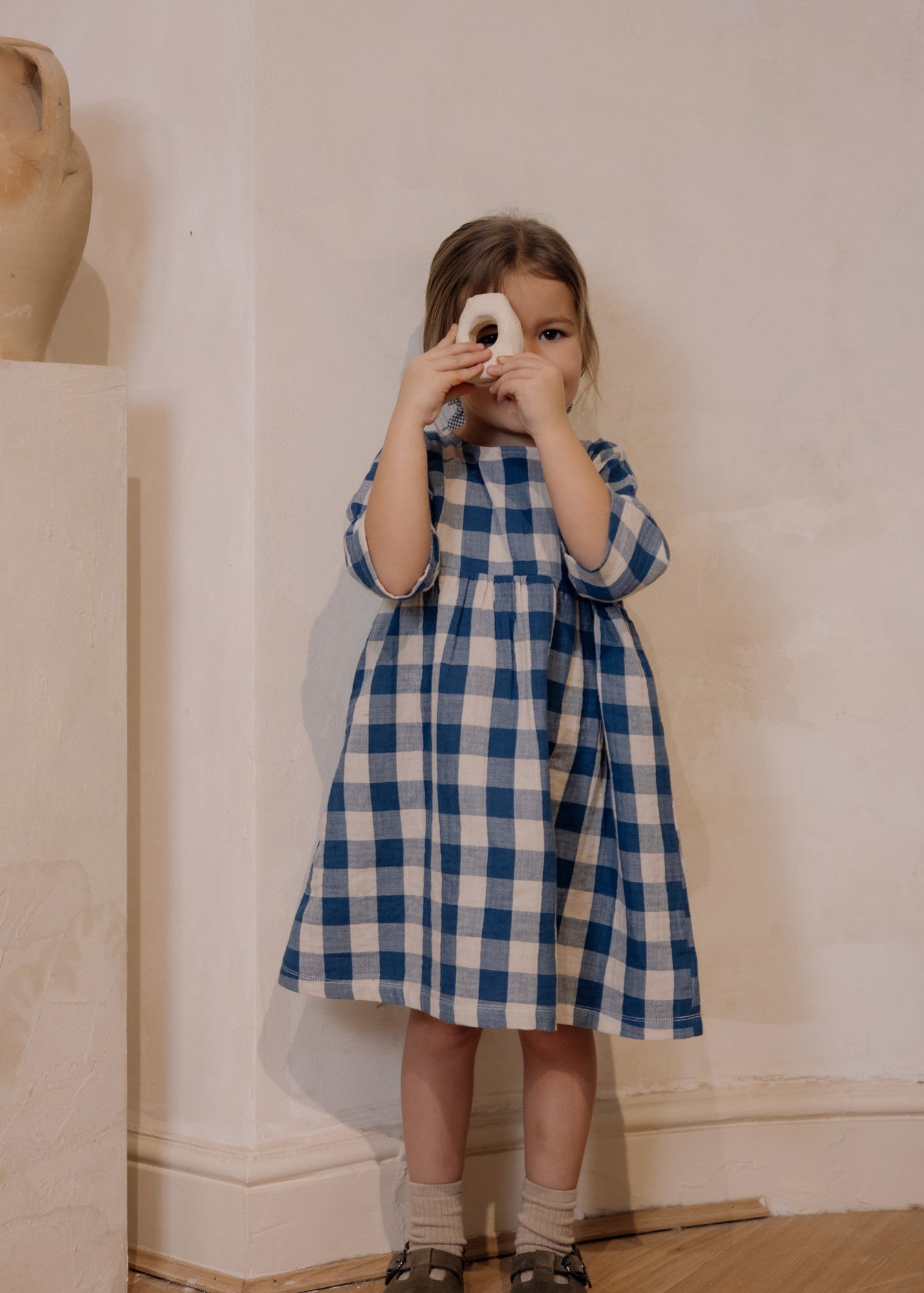 Pottery Blue Gingham Bella Dress Organic Zoo - enjoykidsus