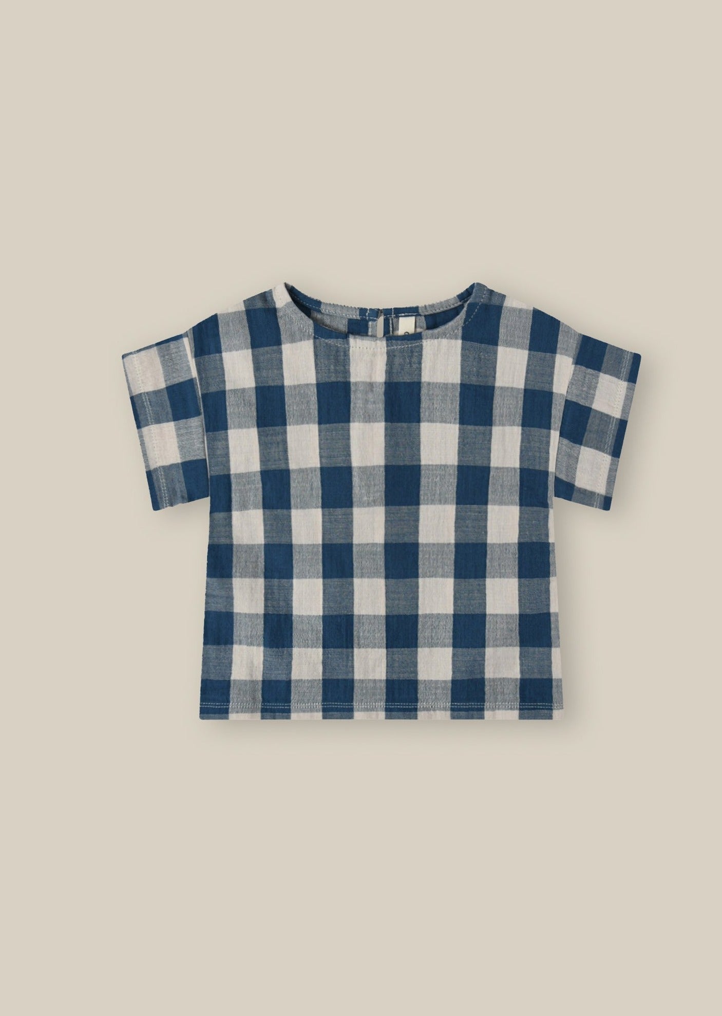 Organic Zoo Pottery Blue Gingham Boxy T-shirt Organic Zoo
