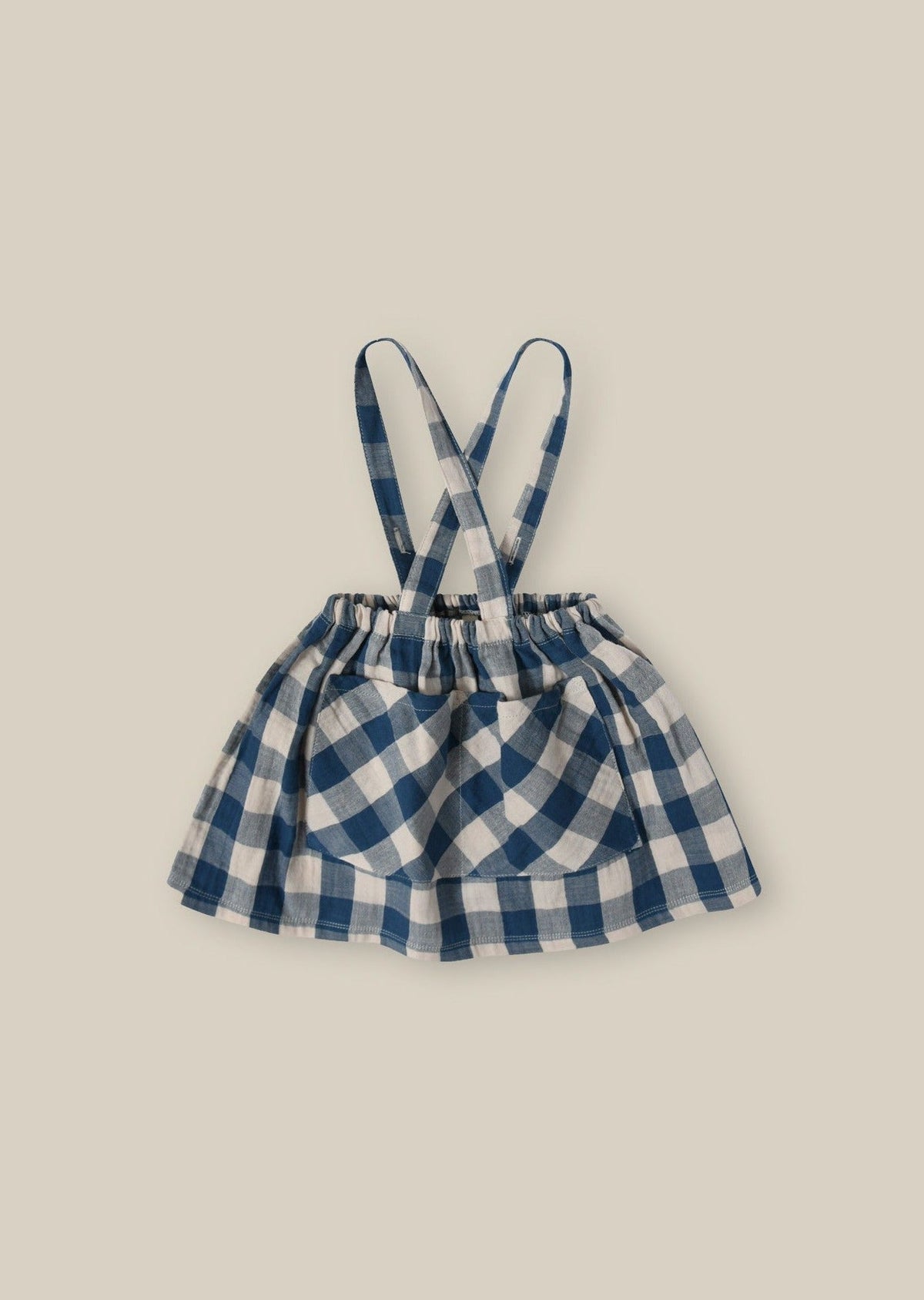 Organic Zoo Pottery Blue Gingham Maker Crossback Skirt Organic Zoo