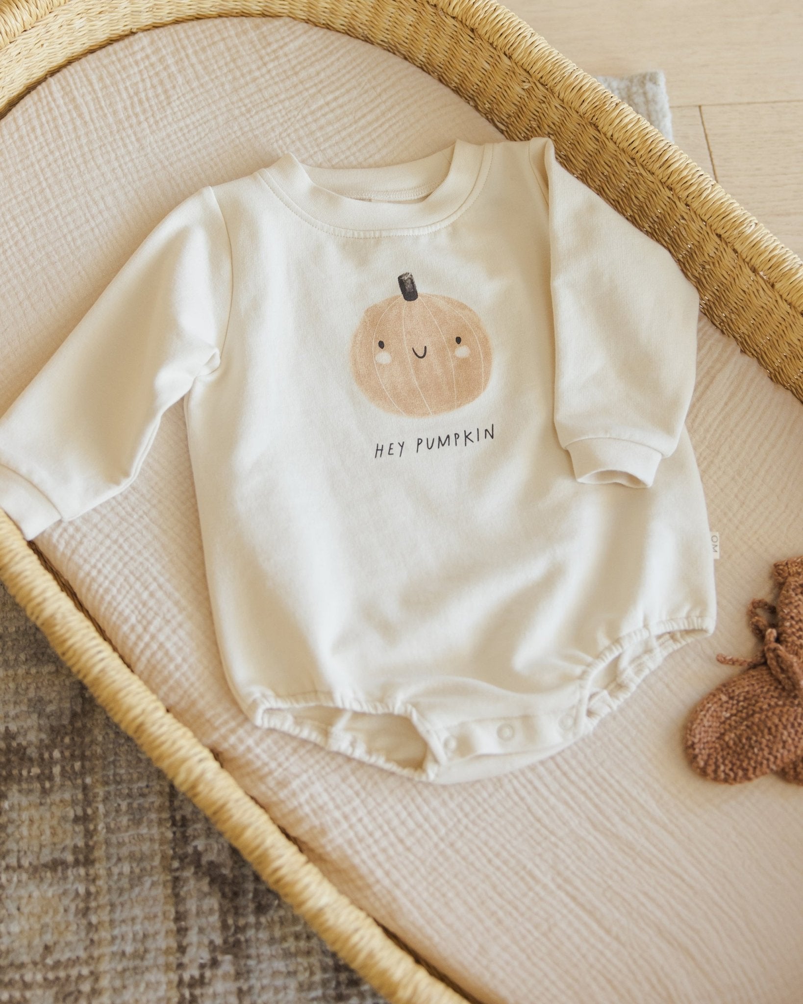 Quincy Mae Crewneck Bubble Romper || Pumpkin Quincy Mae New