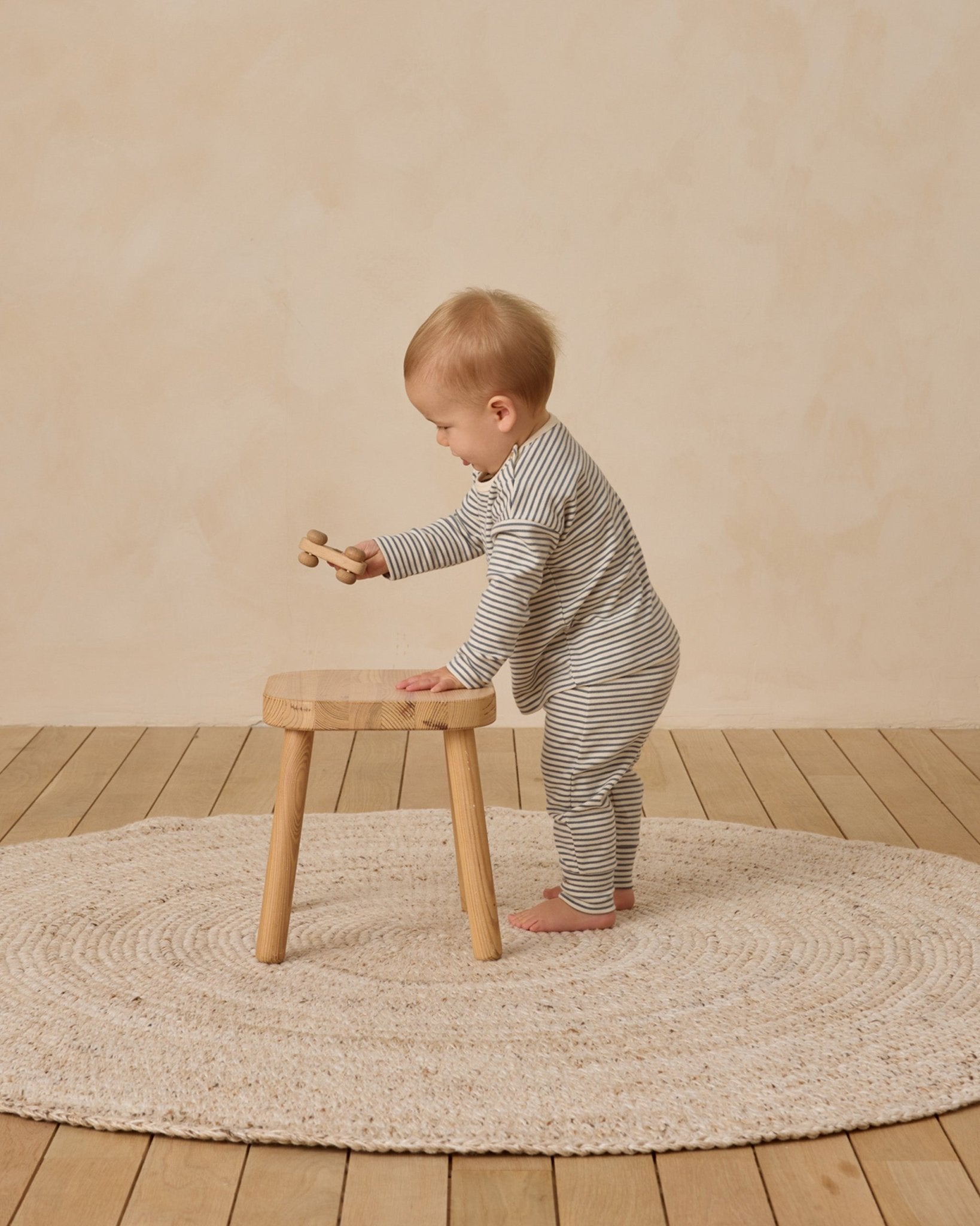 Quincy Mae Drawstring Pant || Ocean Micro Stripe Quincy Mae