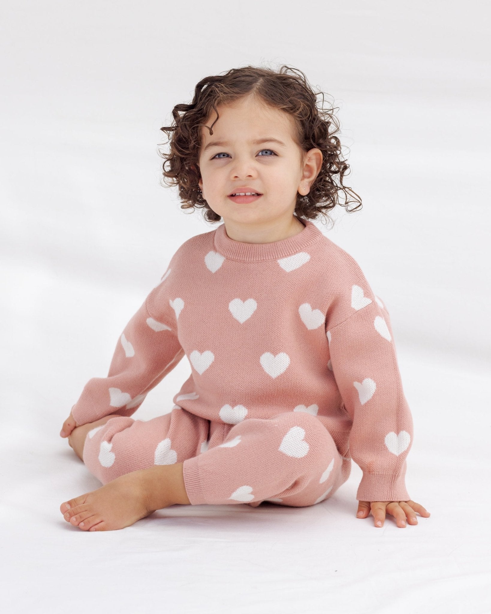 Quincy Mae Heart Knit Pants Pink Quincy Mae