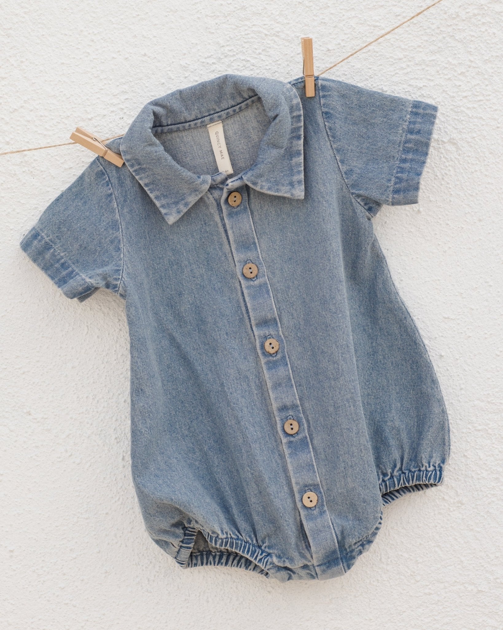 Quincy Mae Matteo Romper Lightweight Denim Quincy Mae