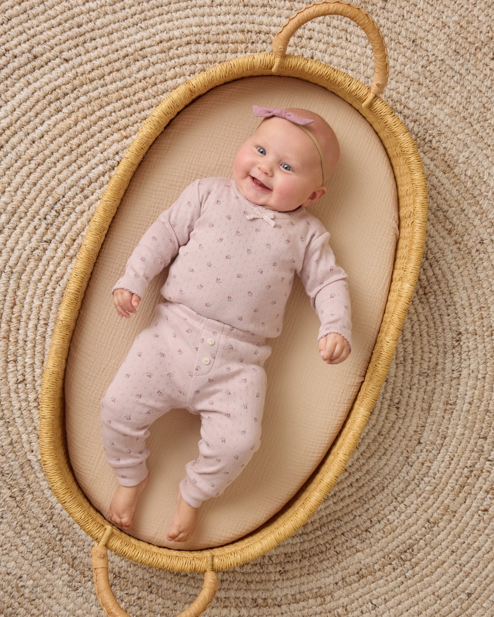 Quincy Mae Pointelle Long Sleeve Tee + Legging || Lilac Ditsy Quincy Mae