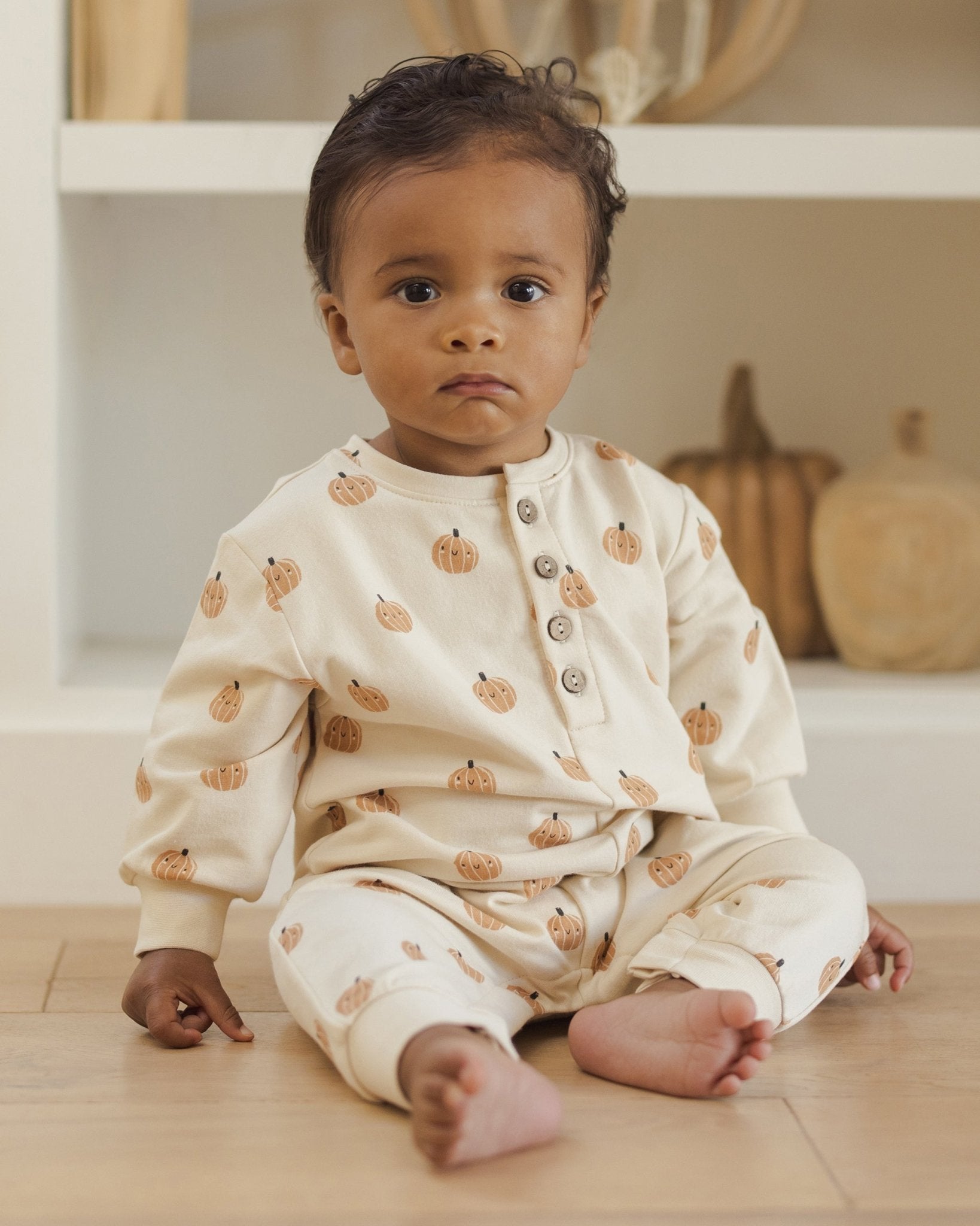 Quincy Mae Relaxed Fleece Jumpsuit || Smiley Pumpkins Quincy Mae New